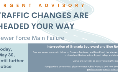 Sewer force main failure on Granada and Blue